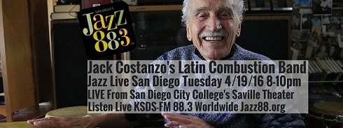 Jazz Live San Diego with Jack Costanzo's Latin Combustion Band April 19 2016