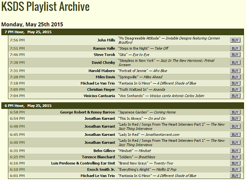 Jazz 88 Playlist Archive Monday May 25 2015, 6 to 8 pm PT The New Jazz Thing
